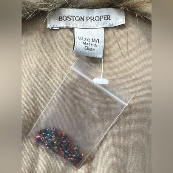 Boston Proper Embroidered Velvet Kimono w/ Faux Fur Collar - Picture 5 of 9